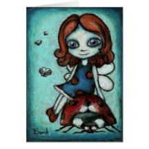 Redhead Lucy - ladybug fairy Greeting Card