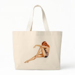 Redhead Pinup Girl in One Piece Bathing Suit Canvas Bags