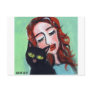 Redhead with black cat love postcard