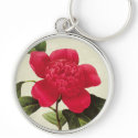 Redoute Red Camellia Botanical Print Keychain