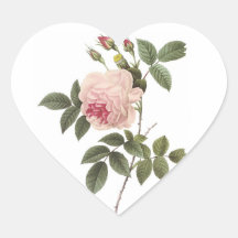 Redoute Rose 2 Heart Stickers