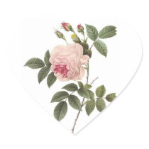 Redoute Rose 2 Heart Stickers