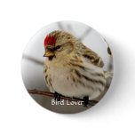 Redpoll Bird Lover Button