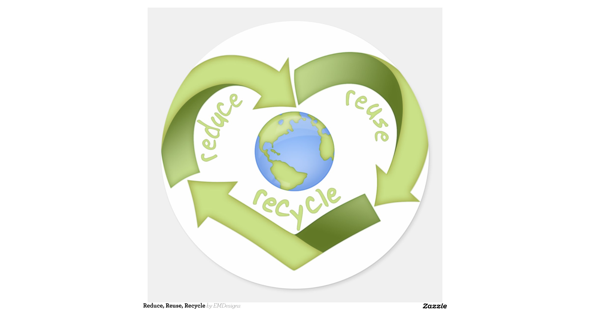Reduce, Reuse, Recycle Round Sticker Zazzle