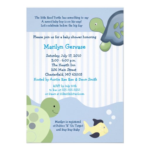 REEF TURTLE 5x7 Baby Shower Invitation