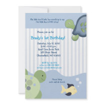 REEF TURTLE & Fish 5x7 Custom Birthday Invitation