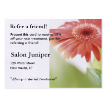 Referral Card with pink gerbena daisy Business Cards