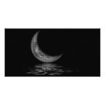 Reflection Crescent Moon Black & White photo cards