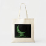 Reflection Crescent Moon On Lake Green Bags