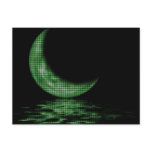 Reflection Crescent Moon On Lake Green postcards