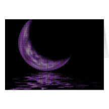 Reflection Crescent Moon On Lake Purple Cards