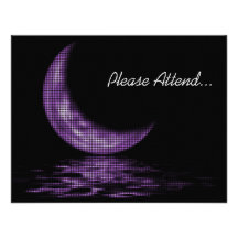 Reflection Crescent Moon On Lake Purple Personalised Announcements