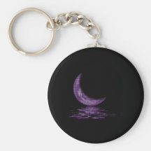 Reflection Crescent Moon On Lake Purple Keychains