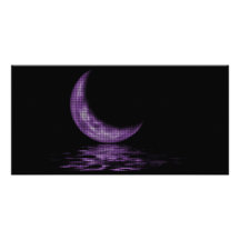 Reflection Crescent Moon On Lake Purple Personalised Photo Card
