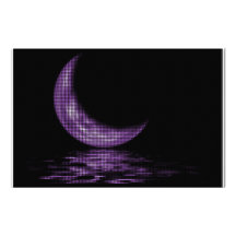 Reflection Crescent Moon On Lake Purple Custom Stationery