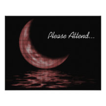 Reflection Crescent Moon On Lake Red Personalised Invite