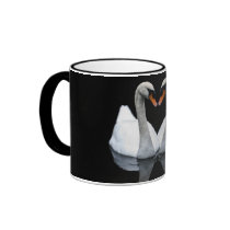 Reflections of Love, Heart Shape, White Swans Coffee Mugs