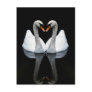 Reflections of Love, Heart Shape, White Swans Post Cards