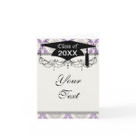 regal purple grey and cream damask graduation card