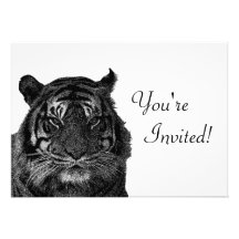 Regal Tiger Black and White Custom Invitations
