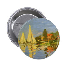 Regatta at Argenteuil, Monet Vintage Impressionism Pinback Button