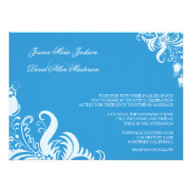 Regatta Blue Floral Accent Wedding Invitation