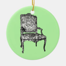 Regency chair in lime green christmas tree ornaments