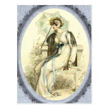 Regency Lady on a Bench Wenskaarten