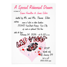 Rehearsal Dinner Casino Theme Pink Heart Custom Invitation