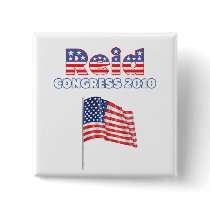 Reid Patriotic American Flag 2010 Elections Pinback Button