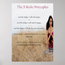 Reiki Principles with Meditating Woman Print