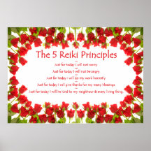 Reiki Principles with Roses Poster