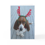 Reindeer Basset Holiday Christmas Card