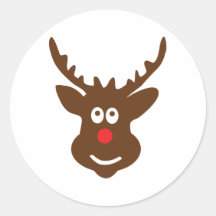 reindeer head antler round sticker