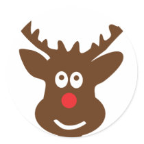 reindeer head antler round stickers