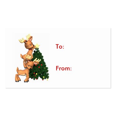 Reindeer Holiday Gift Tag Business Card by forbes1954