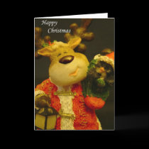 Reindeer, Penguin,  Happy Christmas Card,