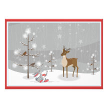 reindeer & rabbit christmas greeting or invitation