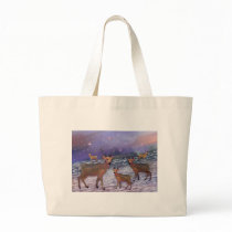 Reindeer Snowfall Canvas Tote Tote Bags