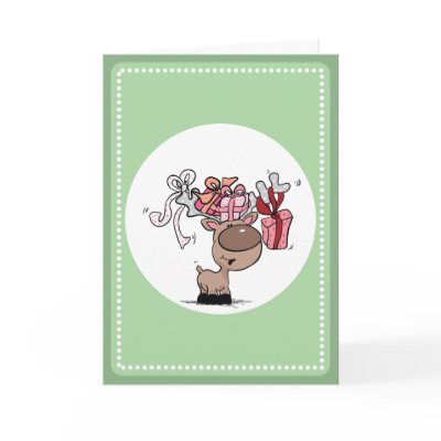 Reindeer With Gift Boxes Card by Pereca