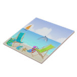 Relaxing Beach Tile/Trivet Large Square Tile