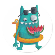 Relexed Summer Beach Monster stickers