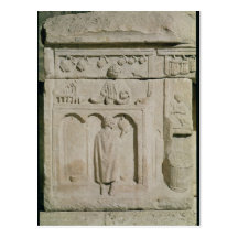 Relief depicting a wine merchant postcard
