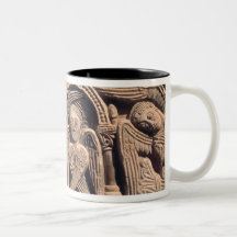 Relief depicting saints with a seraph coffee mug