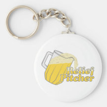 Relief Pitcher Beer Baseball Keychain