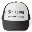 Religion is Superstition hats