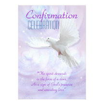 Religious confirmation dove custom invites