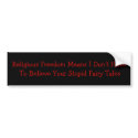 Religious Freedom bumper stickers