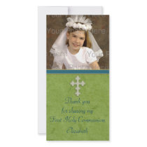 Religious Green White Cross Customised Photo Card