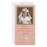 Religious Peach White Cross Photo Card